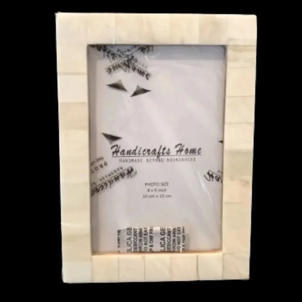 Ivory White Mosaic 4×6 Photo Frame - Handmade Coastal Beach Decor